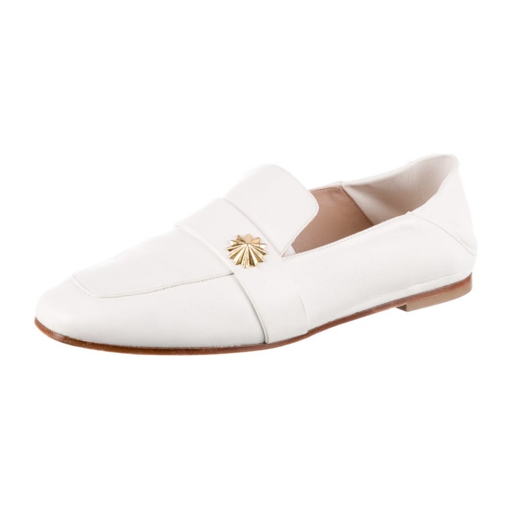 Stuart Weitzman White Leather Loafers